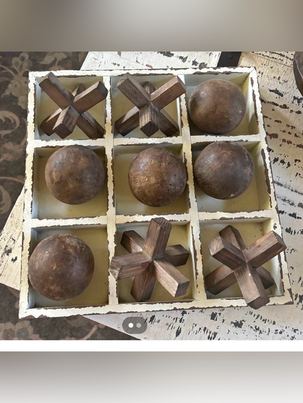Rustic Brown Decorative Wooden Tic-Tac-Toe Set - Home Accents Decor